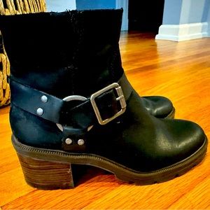 Lucky brand leather biker boots. Worn once. Size 7.5.